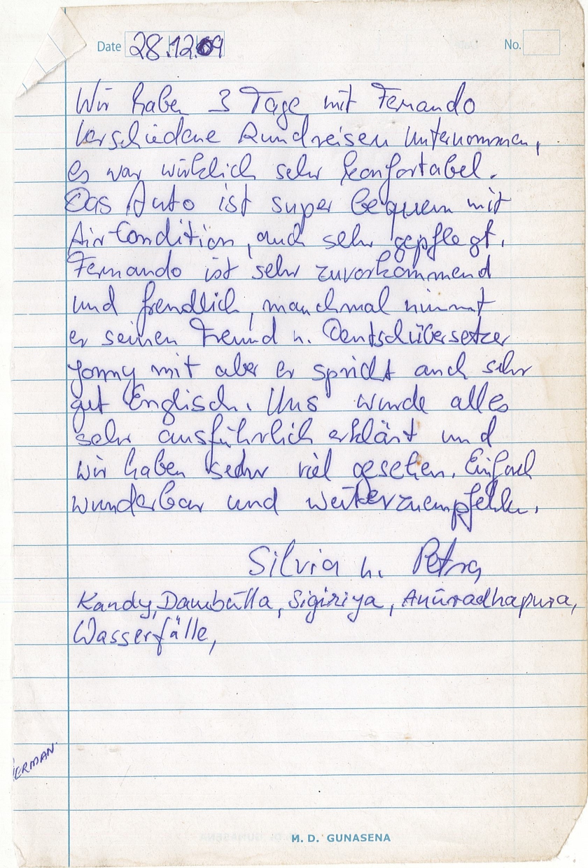 Five days many places one trusted guide handwritten review page 1